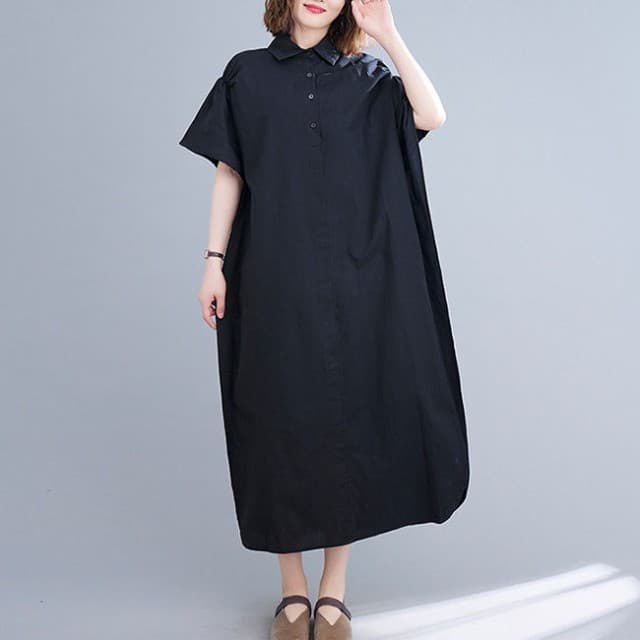 きれいめカジュアル ゆったりシャツワンピース ロング丈 夏の大人カジュアル