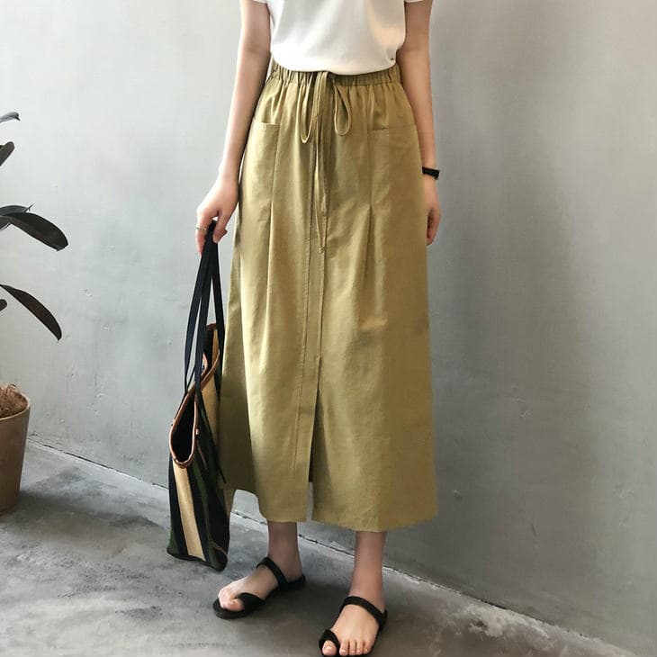 きれいめカジュアル ハイウエストロング丈スカート大人可愛い
