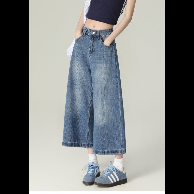きれいめカジュアル ゆったりワイドデニムパンツ