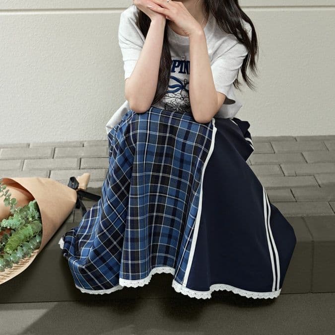 きれいめカジュアル プリーツ切替マキシスカート