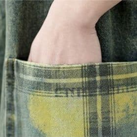 きれいめカジュアル チェック柄ポケット付きゆったりデニムサロペット