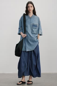 きれいめカジュアル 風合い豊かな立体デニムスカート
