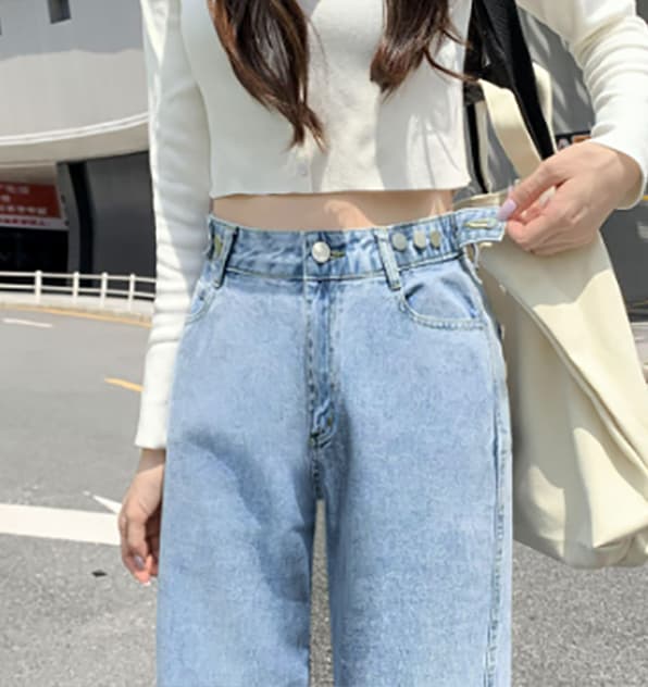 きれいめカジュアル レディース ハイウエスト ゆったり デニム ワイド パンツ