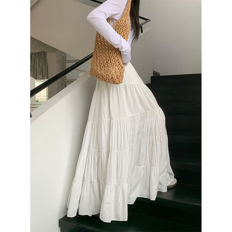 きれいめカジュアル ティアードフリルロングスカート