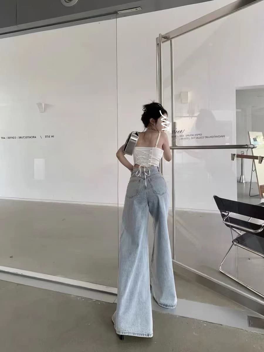 きれいめカジュアル ハイウエスト超ワイドデニムパンツ