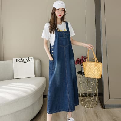 きれいめカジュアル 大人可愛いゆったりデニムジャンパースカート